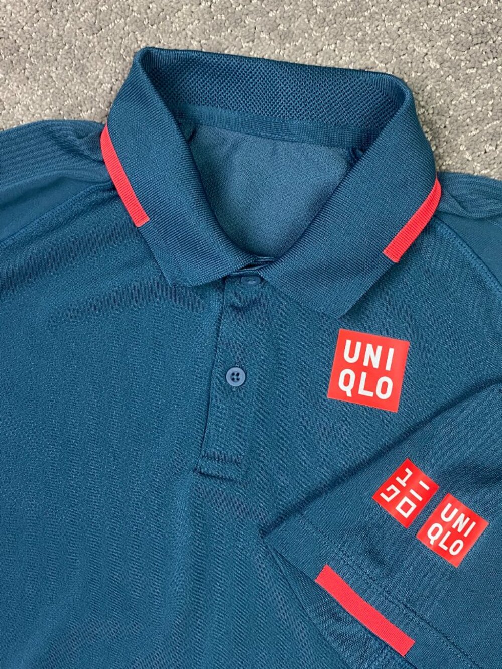 Uniqlo Roger Federer RF DRY-EX Polo Shirt Mens Small Blue Teal Tennis 2020 NWOT
